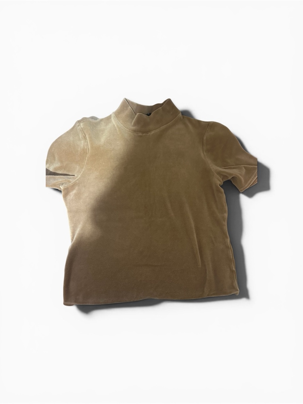 Theory Short Sleeve Mock Neck Velvet Top - Taupe